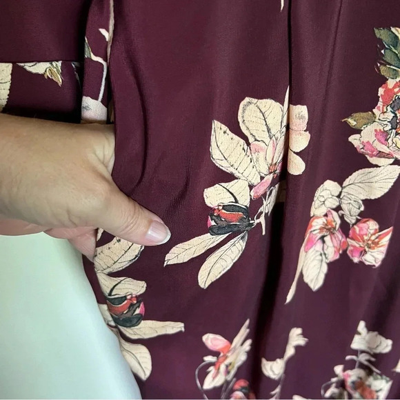 Zara Burgundy Floral Print Jumpsuit Size Small - Picture 6 of 13